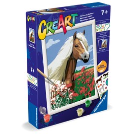 Ravensburger CreArt D Classic: Haflinger Horse Painting Set by Numbers Includes a Pre-Printed Board, Brush, Paints and Accessories, Creative Set for Boys and Girls Age 9+