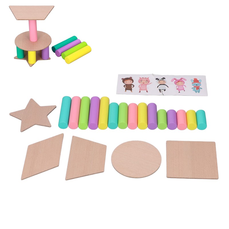 Wooden Tower Stacking Game Wooden Montessori Building Blocks Educational Desktop