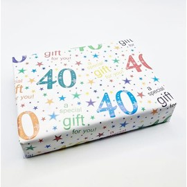 2 Sheets + 2 Gift Tags 40th Birthday White Multi Colour Wrapping Paper Age 40 Birthday Gift Wrap Paper Male/Female/Unisex White & Multi Colour (PA)