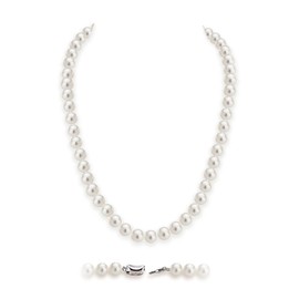 HUWODY Round White Simulated Shell Pearl Necklace Strand Pearl Choker Necklace Jewelry for Women 8mm 20inch