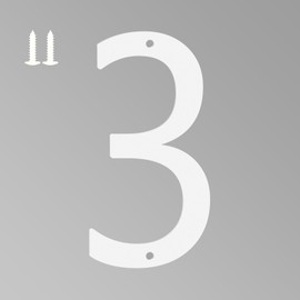 4 Inch White House Numbers for Outside, Metal Letters for Outdoor Signs, Anti-rust Aluminium House Address Letters for Front Door, Office, and Garden Decoration (Number 3)