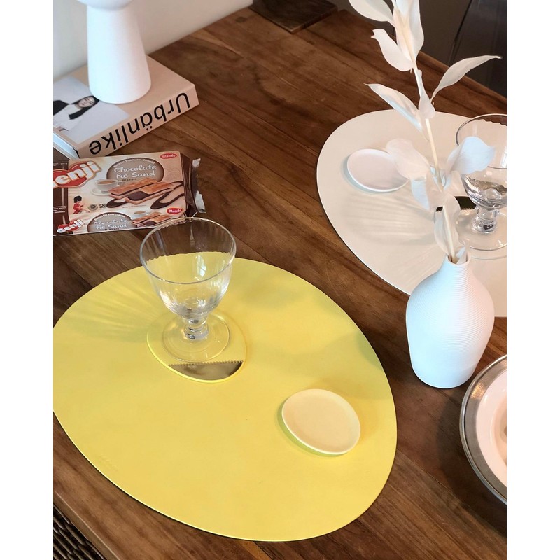 Le&amp;Me [Sisihosi] Le&amp;Me pebble double-sided leather table mat, green /