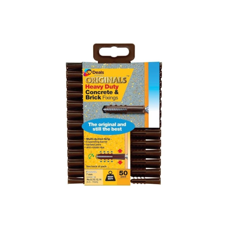 UKDeals Direct® Solid Heavy Duty Wall Fixings Plugs Brown pk