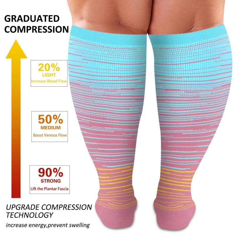 Diu Life 3 Pairs Plus Size Compression Socks for Women