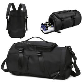flintronic Sports Bag Women Men 33L Travel Bag with Shoe Compartment Wet Compartment Foldable Travel Bag Weekender Sports Bag Swimming Bag Fitness Bag Training Bag for Travel, Fitness, Sports, black,