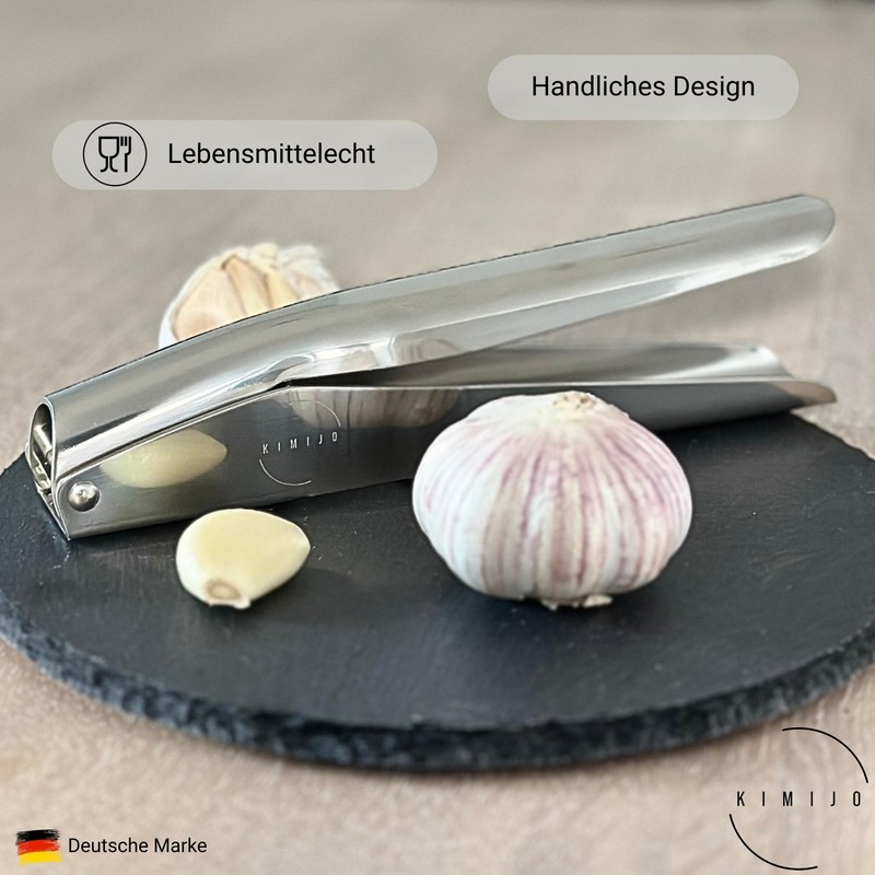 KIMIJO® Stainless Steel Garlic Press - Robust & Ergonomic Garlic