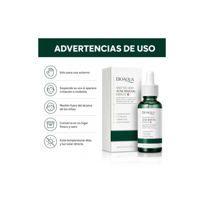 BIOAQUA Sérum Facial con Ácido Salicílico, 35 ml, para Acné,