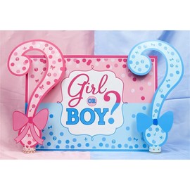 AOFOTO 5x3ft Girl or Boy Gender Reveal Backdrop Baby Shower Party Decoration Photography Background Boy or Girl Banner Pregnancy Announcement Photo Studio Props Photobooth Wallpaper