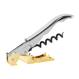 PULLTAP'S GENUINE Slider 900 Cromato & Dorato Cavatappi da cameriere per uso professionale - Made in Spagna, include doppia leva articolata, coltello tagliacapsule tipo tagliacapsule e apribottiglie