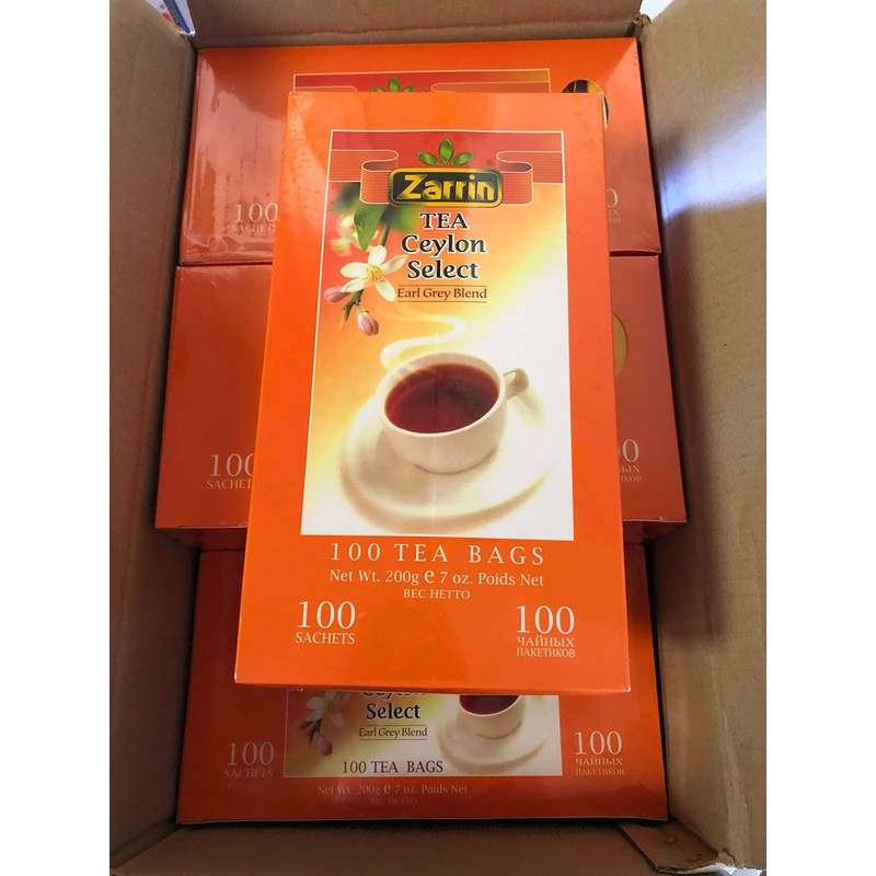 Zarrin Tea Ceylon Earl Grey Blend, 100 Tea Bags by