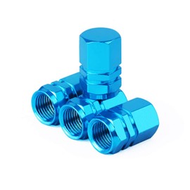 4 PCS Hexagon Aluminum Tire Valve Stem Cap+Seal-Schrader Valve 8V1-Compatible with Bike Motorcycle Car SUV RV Truck ATV/UTV Pickup Minivan Golf Cart/Boat Trailer Moped MTB BMX Mower Stroller(Sky Blue)