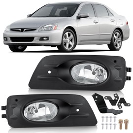 Nilight Fog Lights Assembly Compatible with 2006 2007 Honda Accord Sedan 4 Door with H11 12V 55W Bulbs Clear Lens Fog Lamps Replacement Driver and Passenger Side