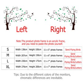 Purekay Large 3D Tree Sticker Wall Stickers, DIY Photo Frames Wall Stickers for Bedroom Living Room Office Sofa TV Kitchen Wall Decoration (Left Silver, L)