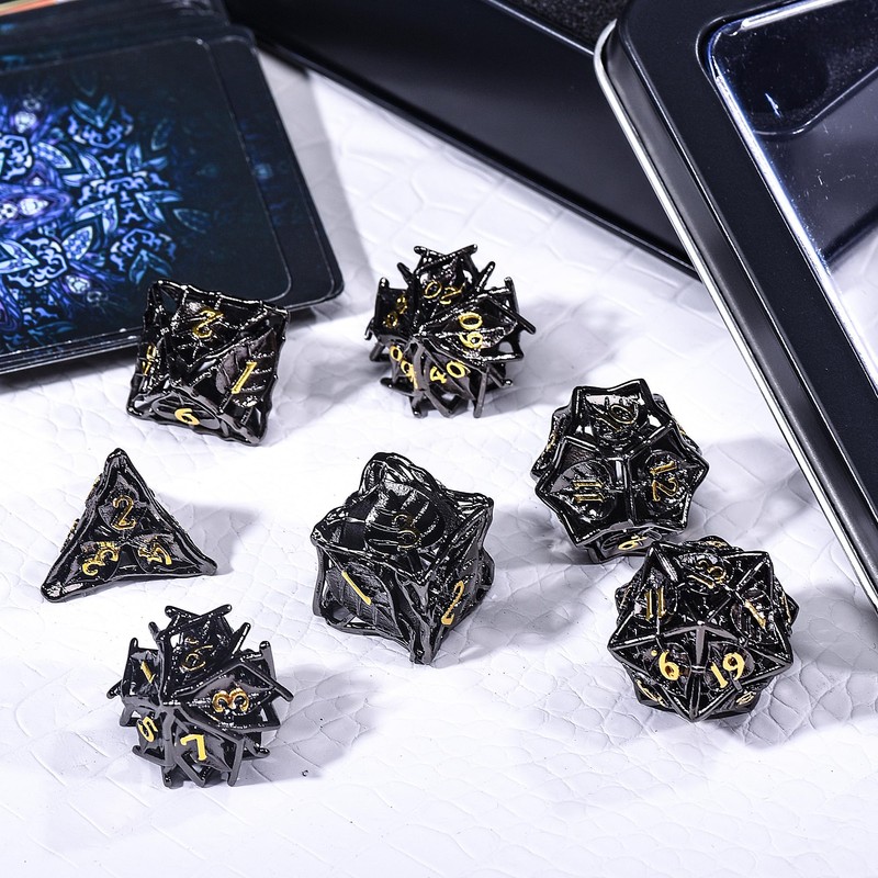 SIQUK 7-Piece DND Dice Set, Metal Dice Game, Polyhedral Dice,