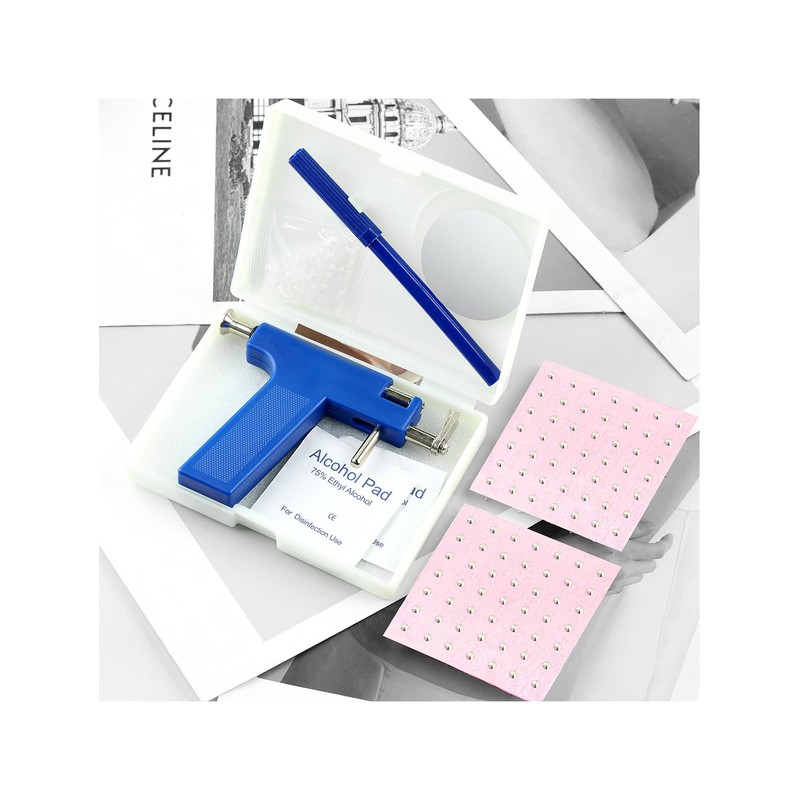 Professional Ear Piercing Kit with Safety Gun, Storage Case, Marking