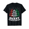 Green White Red Buffalo Plaid Merry Christmas Trees Gift T-Shirt
