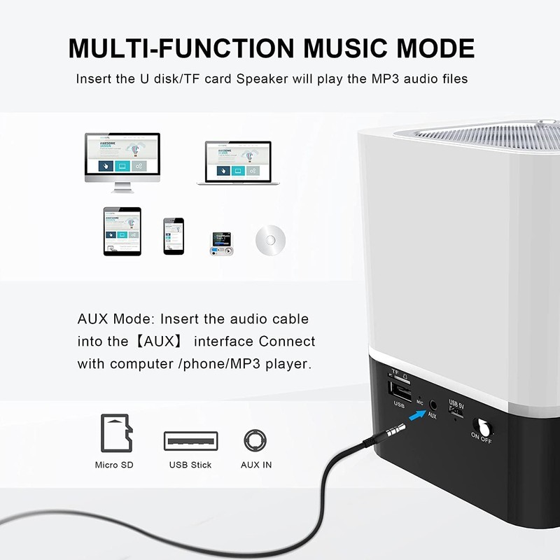 Night Light Bluetooth Speaker, 5 in 1 Touch Control Bedside