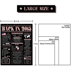 10th Birthday Card for Girls Boys, 10th Birthday Gifts for Daughter Son, Jumbo 10 Years Old Birthday Card for Granddaughter Grandson, Black Pink 10th Birthday Decorations, Back in 2015 Bday Card