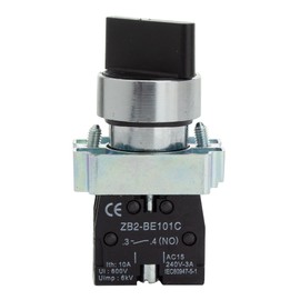SHOPCORP Rotary Switch - 2-Position Selector Switch Maintained - 22mm Mounting Hole - Electric NO NC Latching - 220VAC Voltage and 10A Contact Current - (4 Pack)