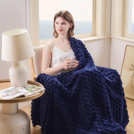 NEWCOSPLAY Fleece Throw Blanket 3D Clouds Dark Navy Blanket for Couch Super Soft Cozy Warm All Seasons Use (Dark Navy Clouds, Throw(50"x60"))