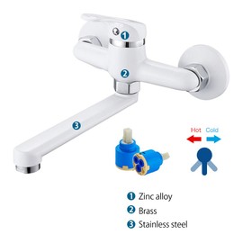 Kitchen Tap Wall Mounted Sink Mixer Tap Kitchen Tap Single Lever Mixer Tap Wall Washbasin Mixer Tap with 360° Rotatable for Kitchen Chrome (type3)