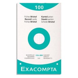 Exacompta 100 x 125 x 200mm 5 x 5mm Squared Punched White Index Cards 13603E