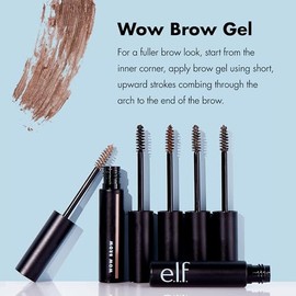 e.l.f, Wow Brow Gel, Volumizing, Buildable, Wax-Gel Hybrid, Creates Full, Voluminous-Looking Brows, Locks Brow Hairs In Place, Neutral Brown, Fiber...