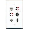 RiteAV Coax HDMI Phone 2 Speaker TOSLINK Flat/Solid Wall Plate [White]
