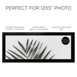pf+a REAL GLASS Black Panoramic Frame For 12x5 Photo - 12x5 Oxford Black Picture Frame/Panoramic 12x5 Frame