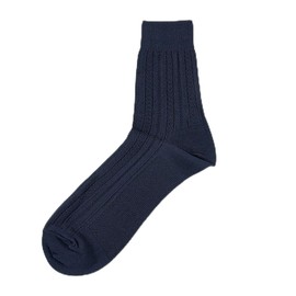 [Satisfied] Cooling Socks, Herringbone Links Pattern, Half Length, Deodorizing, Antibacterial, Deodorizing (33976W), navy 700