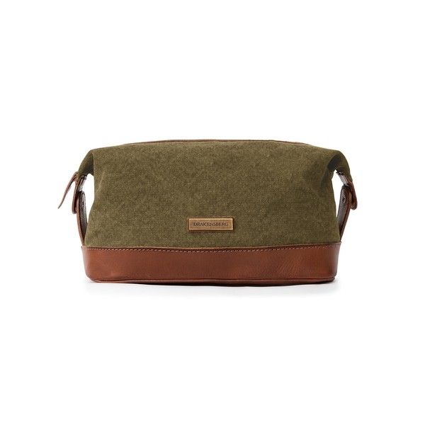 DRAKENSBERG Dopp Kit 'Ruby' - Classic travel toiletry bag, wash and toilet bag for cosmetics, men, sustainably handmade, expandable, 5L, canvas, leather, olive-green, DR00178