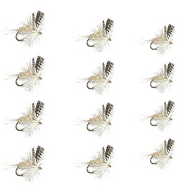 Feeder Creek Fly Fishing Flies | Premium Dry Flies | 12pc Fly Fishing Assortment | Trout and Bass Flies | Sizes 12, 14, 16 (Cahill Light)
