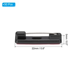 PATIKIL 50Pcs Safety Pins, 22mm Self Adhesive Safety Pins Bar Badge Pins Name Tag Pin Bulk Small with Flat Back Sticky Strips for Clothes DIY Crafts,Black