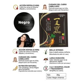 Shampoo Tinte Negro Instantáneo Jengibre Negro 10 Sobres                                                                                              