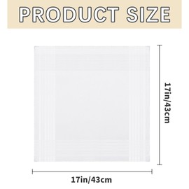 ARKBAODAN 17'' x 17'' Handkerchiefs for men 100% Soft Cotton White Hankie handkerchief bulk father's day gifts (24pcs)