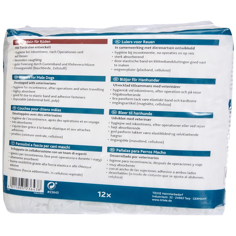 Trixie Windeln für Rüden, L–XL, 12 St.,White