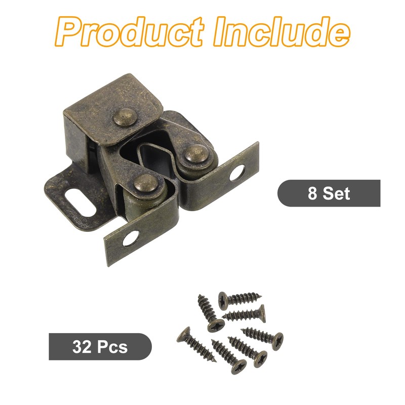 sourcing map 8Pcs Cabinet Latch Double Roller Catch, Lock Stop