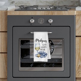 GCFET Mahjong Gifts Kitchen Towels - Mahjong Decorative Waffle Weave Dish Towels, Mahjong Gifts Tea Hand Towels, Mahjong Gifts for Women, 16x24 Inch