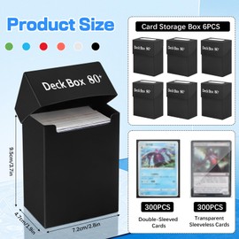 AOBOPLE 606 Pieces Deck Box Card Sleeves Set, 6 Trading Cards Storage Box with 300 Card Sleeves, 300 Transparent Trading Card Cases, Card Box Trading Card Box for MTG