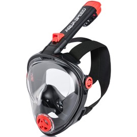Aqua Speed Children's Diving Mask, 180° Panorama Diving Mask, Full Face Snorkel Mask, Mask for Diving, Snorkelling I + Microfibre Cloth, Size L, 11, Black, Spectra 2.0 Kid