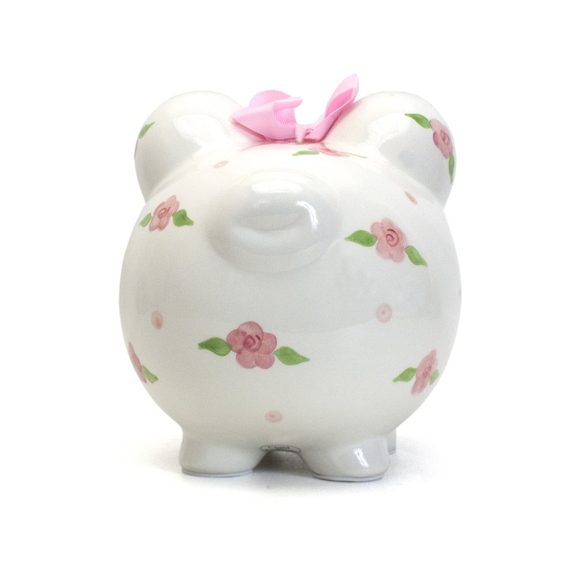Child to Cherish Ceramic Piggy Bank for Girls, Posies and