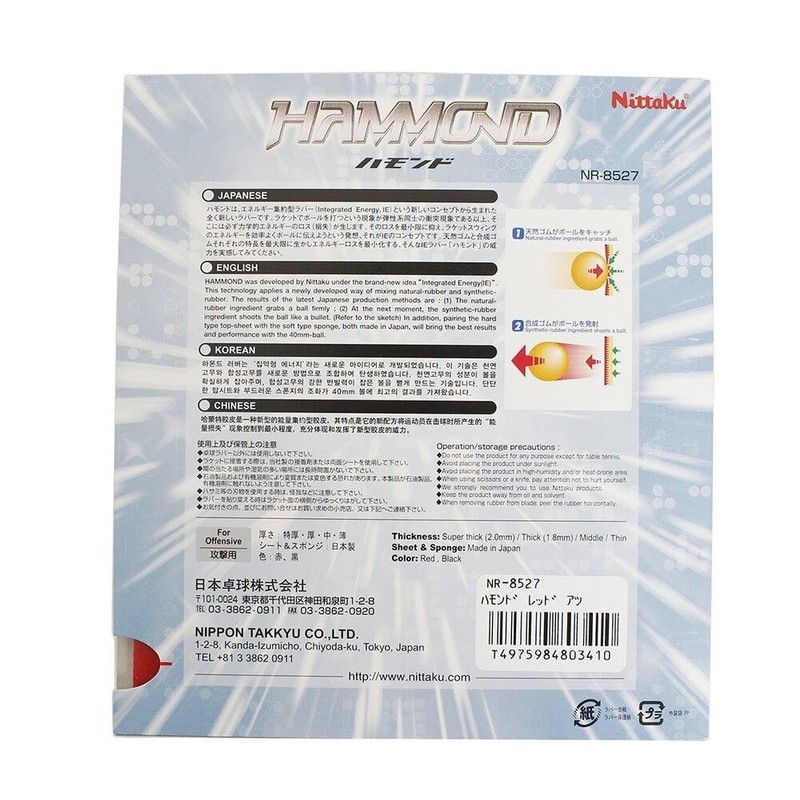 ニッタク(Nittaku) 卓球 ラバー ハモンド 裏ソフト 高弾性 NR-8527 レッド 厚