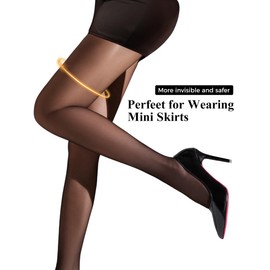 Buauty 4 Pack 20D Sheer Black Tights for Women Control Top Run Resistant Pantyhose Reinforced Toe Tummy Control Stockings S to Plus Size