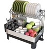 Extra Large Two Tier Stainless Steel Dish Drainer Drying Rack
