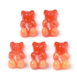 Craftdady 200Pcs Flatback Resin Cartoon Bear Cabochons Colorful Gummy Bear Cute Animal Slime Charms 18x11mm No Hole for Scrapbooking Hairpins Jewelry Making
