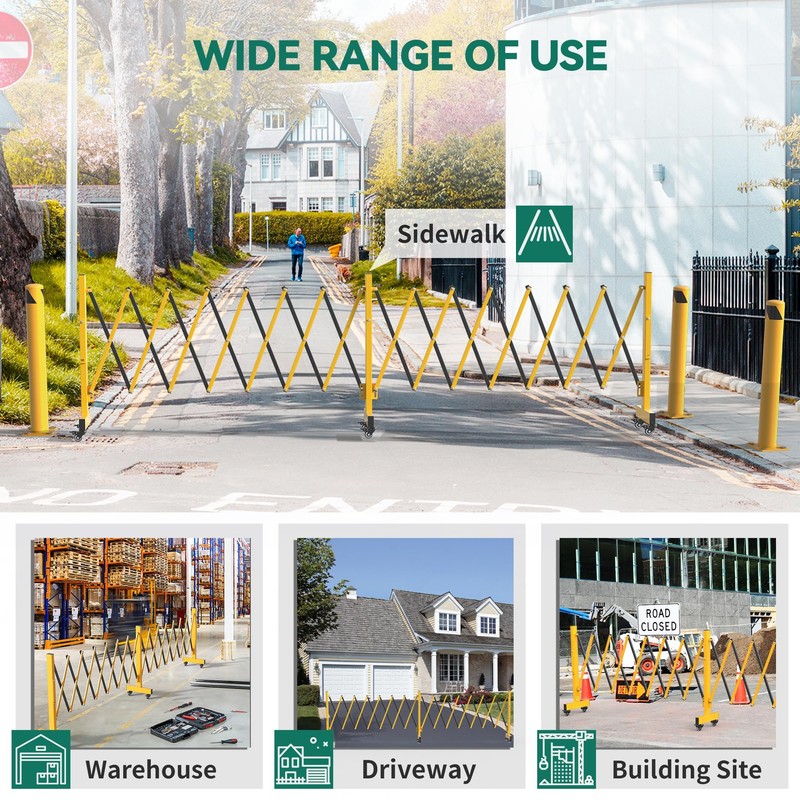 YITAHOME Metal Expandable Barricade Gate Outdoor, 16FT Folding Security Gate,
