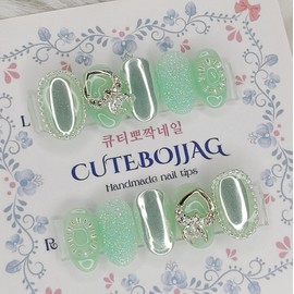 Mint Mary Handmade Nail Tips - Square M / 민트 메리 수제네일팁 - 스퀘어M