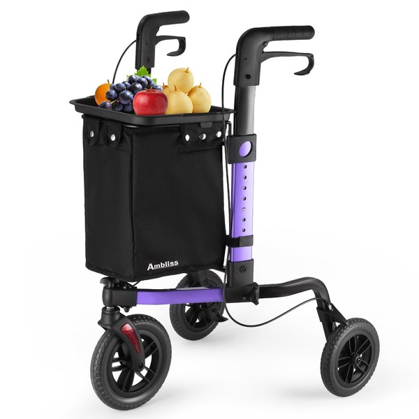 Ambliss 3 Wheel Walkers for Seniors, Lightweight Foldable Aluminum Three