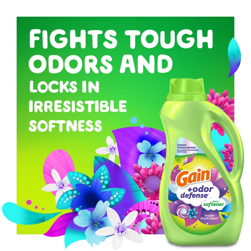 Gain Odor Defense Liquid Fabric Softener, Super Fresh Blast scent,