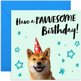 Fun Dog Birthday Greeting Cards for Dog Lover - Pawesome Birthday Pun - Bold and Stylish Happy Birthday Card for Men and Women - Perfect for Brother Son Daughter Sister Mum Dad